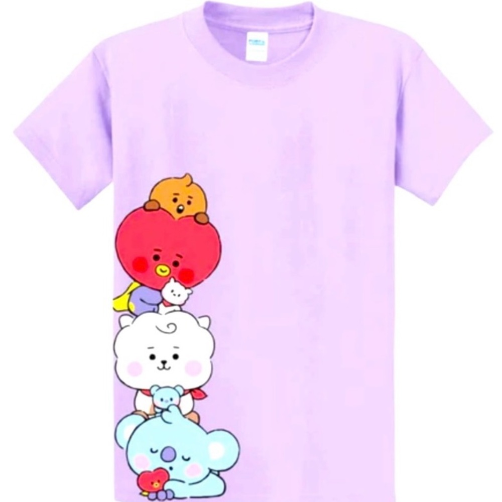 Women BT21 BTS Character Graphic Tee- Purple Size Small - Kawaii T Shirt